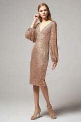 Sheath-Column Knee Length Sequined Dress CS0268
