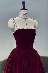 Mignon Spaghetti Stracles Velvet Short Prom Robe, A-Line Homecoming Party Robe
