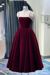 Mignon Spaghetti Stracles Velvet Short Prom Robe, A-Line Homecoming Party Robe