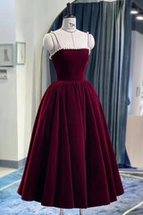 Mignon Spaghetti Stracles Velvet Short Prom Robe, A-Line Homecoming Party Robe