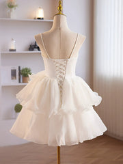 Mignon Robe de bal en orgue de cou chérie, robes de retour à la maison blanches