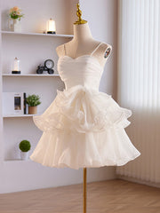 Mignon Robe de bal en orgue de cou chérie, robes de retour à la maison blanches
