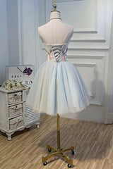 Robe de bal courte en tulle mignon avec dentelle, robe de fête de retour en ligne