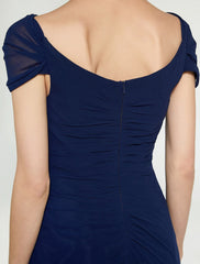 Aimishang A-Line Mother of the Bride Dress V Neck Floor Length Chiffon Sleeveless with Lace Ruching