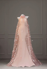 Pink Halter Neck Mermaid Tulle Pretty Long Evening Party Dress Birthday Outfits, HZ0319