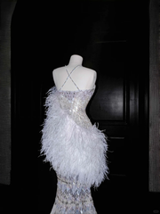 Stunning Cross Straps Mermaid Beading Long Evening Dress Birthday Outfits, HZ0319