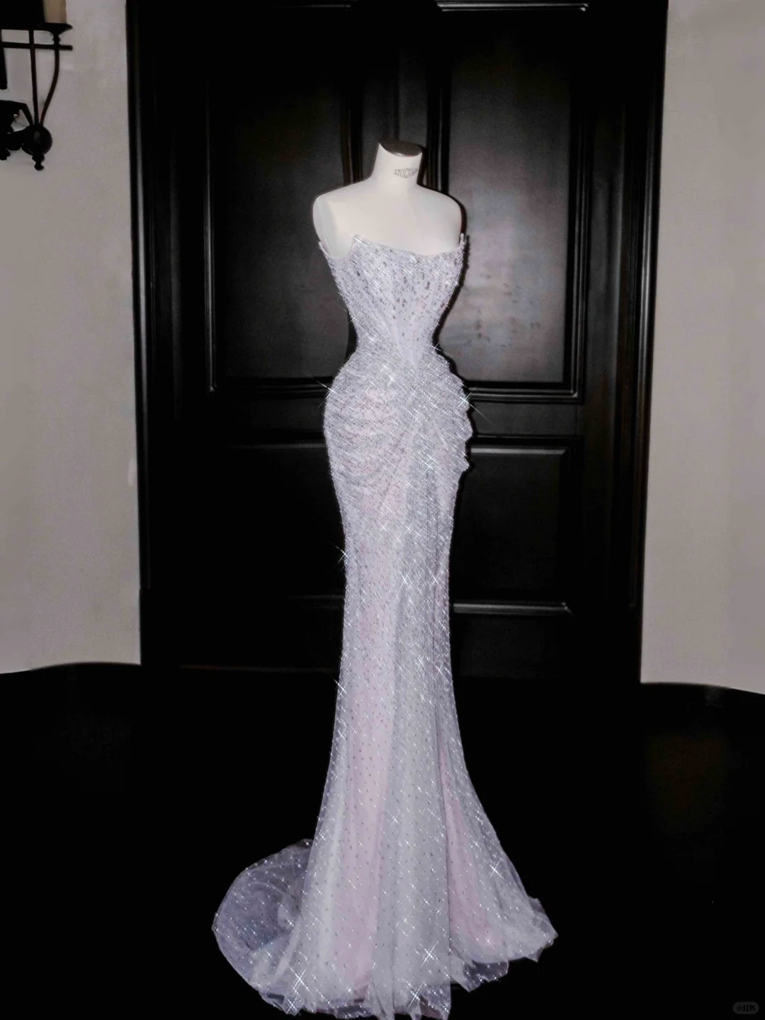 Gorgeous Strapless Mermaid Sequins Beading Long Evening Dress Birthday Outfits, HZ0319