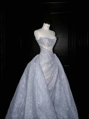 Gorgeous Strapless Mermaid Shiny Long Evening Dress Birthday Outfits with Train, HZ0319