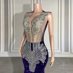 Lovertjes mouwloze mermaid prom -jurk met kralen