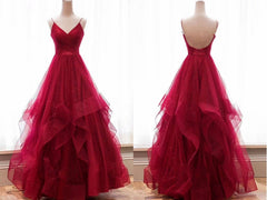 Sparkly Prom Dress V Neckline, Long Homecoming Dress, Formal Dress