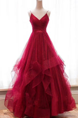 Sparkly Prom Dress V Neckline, Long Homecoming Dress, Formal Dress
