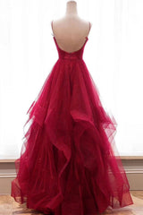 Sparkly Prom Dress V Neckline, Long Homecoming Dress, Formal Dress