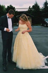 Yellow Lace Prom Dresses 2022, Evening Dress, Formal Dress, Dance Dresses, Graduation School Party Gown