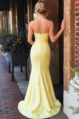 Daffodil Strapless Split Long Party Dress Simple Mermaid Prom Gown