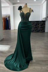 Luxury Glitter Rinstones Mermaid Prom Dresses Sleeveless with Sweep Train