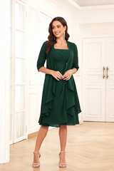 Elegant Pleated Chiffon Two Piece Mother of the Bride Dress