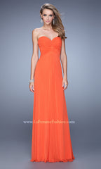 Sheer-Back Long Strapless La Femme Prom Dress