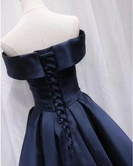 Vintage Satin Off-the-shoulder Short A-Line Party Dress Cocktail Dress Homecoming Dress HZ1024