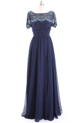 Beaded Short Sleeves Mother of the Brides Gown