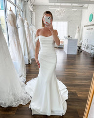 Hariklia | Elegant Mermaid Off the Shoulder Elastic Long Wedding Dresses