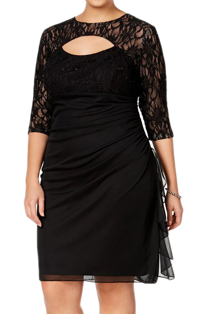 Half Sleeves Lace Chiffon Mother of the Brides Dress