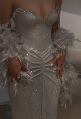 Sexy Mermaid Straps Silver Sequin Long Prom Dresses Party Dress 20th Birthday Outfits Graduation Dresses DH2217