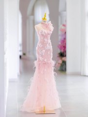 Glamorous Mermaid Sweetheart Floral Long Pink Evening Party Gowns Evening Special Formal Dresses Prom Dress DH2790