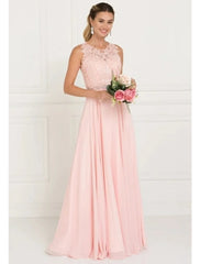 A-Line Bridesmaid Dress Sleeveless Elegant  Tulle with Ribbon