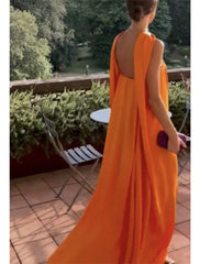 A-Line Evening Gown Fairy Dress Formal Wedding Guest Floor Length Sleeveless Strapless  Chiffon with Pleats Shawl