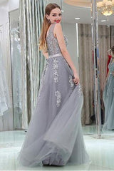Double V Neck Long Evening Dress Chiffon Bridesmaid Dresses
