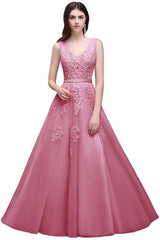 Double V Neck Long Evening Dress Chiffon Bridesmaid Dresses