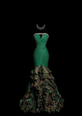 Fairy Mermaid Green Prom Dress Sweetheart Chiffon Sleeveless Evening Dress DP05090