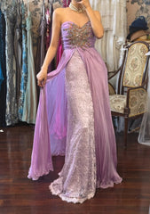 Chic Purple Prom Dress Sweetheart Beaded  Chiffon Sheath Evening Dress DP05209