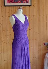 VIntage Purple Prom Dress Chiffon V-neck Sheath Evening Dress DP05127