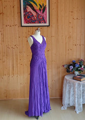 VIntage Purple Prom Dress Chiffon V-neck Sheath Evening Dress DP05127