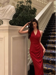 Elegant Glamour Mermaid Halter Red Prom Dress Party Dress Evening Dresses DP1640