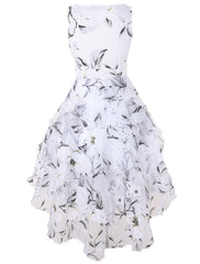 Women's Lace Dress Homecoming Dress Cocktail Dress Midi Dress White Green Gray Sleeveless Floral Lace Summer Spring Fall Crew Neck Party Birthday Evening Party Wedding Guest