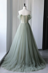 Drusilla | Princess Off the Shoulder Embroidering Tulle Sage Ball Gown