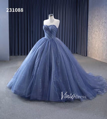 Dusty Blue Detachable Blossom Wedding Dresses Strapless Tiered Quinceanera Dress 231088