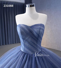 Dusty Blue Detachable Blossom Wedding Dresses Strapless Tiered Quinceanera Dress 231088