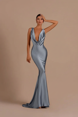 Elegant Champagne Mermaid Prom Dress Long Slimming with Ruffles