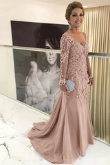 Elegant Long Sleeves Lace mother of the bride dress V-Neck