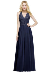 Dusty Rose Evening Dress Lace Chiffon Long Bridesmaid Dresses