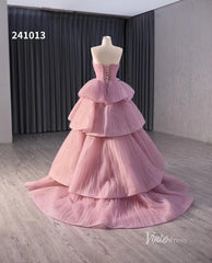 Dusty Rose Tiered Ruched Wedding Dresses Strapless Quinceanera Dress 241013
