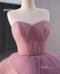 Dusty Rose Tiered Ruched Wedding Dresses Strapless Quinceanera Dress 241013