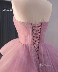Dusty Rose Tiered Ruched Wedding Dresses Strapless Quinceanera Dress 241013