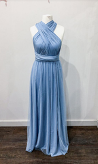 Simple Multiway Infinity Dusty Blue Bridesmaid Dress for Weddings