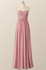 Lieverd blush roze chiffon lange bruidsmeisje jurk