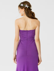 Sheath / Column Bridesmaid Dress Sweetheart Sleeveless Open Back Floor Length Jersey / Floral Lace with Sash / Ribbon / Appliques / Split Front