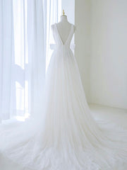 Blue A-Line Off Shoulder Tulle Flower Long Prom Dress, Blue Long Formal Dress